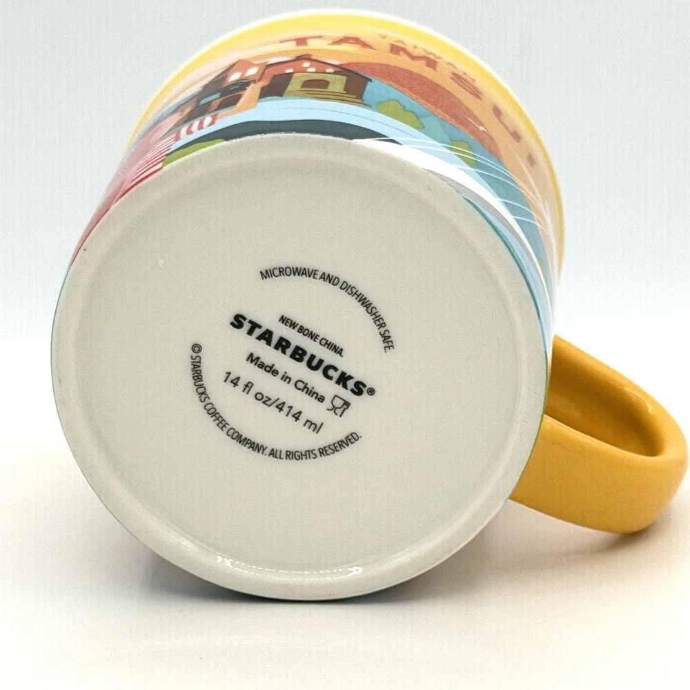 Starbucks You Are Here Tamsui Taiwan Mug 14oz Bone China Yellow Retired City Cup - Picture 7 of 8